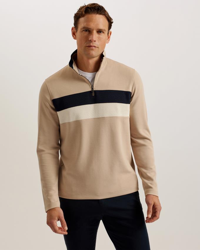 Pull Ted Baker Long Sleeve Half Zip Grise Marron Homme | DPU-84294830